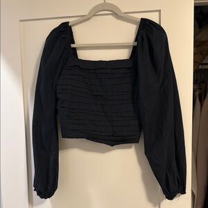 Abercrombie & Fitch Black Ruched Puff Sleeve Blouse